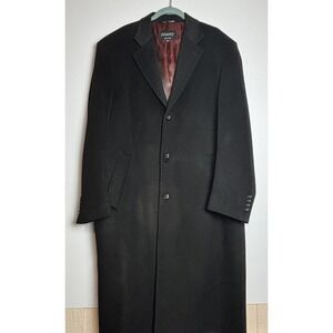 Afazzy New York Mens Black Wool Blend Overcoat Size 42 Cashmere